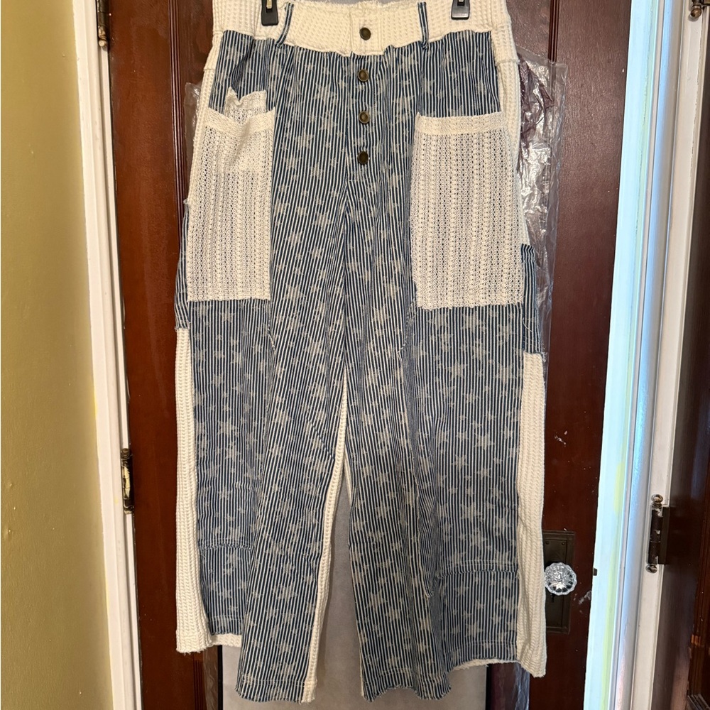 POL Blue and White Striped Pants